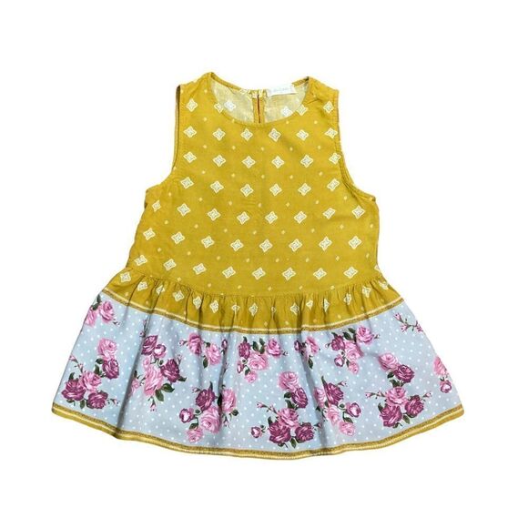 Altar’d State Gold Colored Sleeveless Top With Pleated Ruffle Hem, Size S - Picture 1 of 4